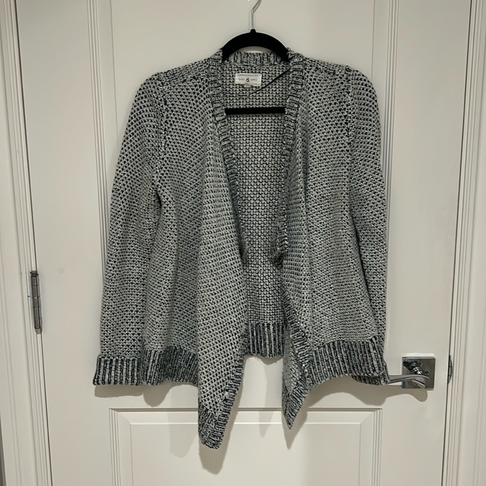 Blue and gray cardigan sweater